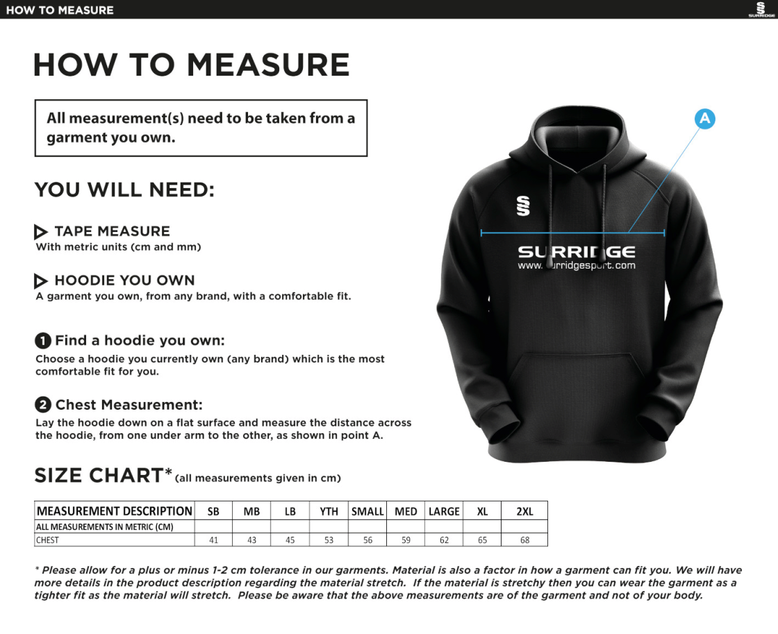 Upperthong CC - Blade Hoodie - Size Guide