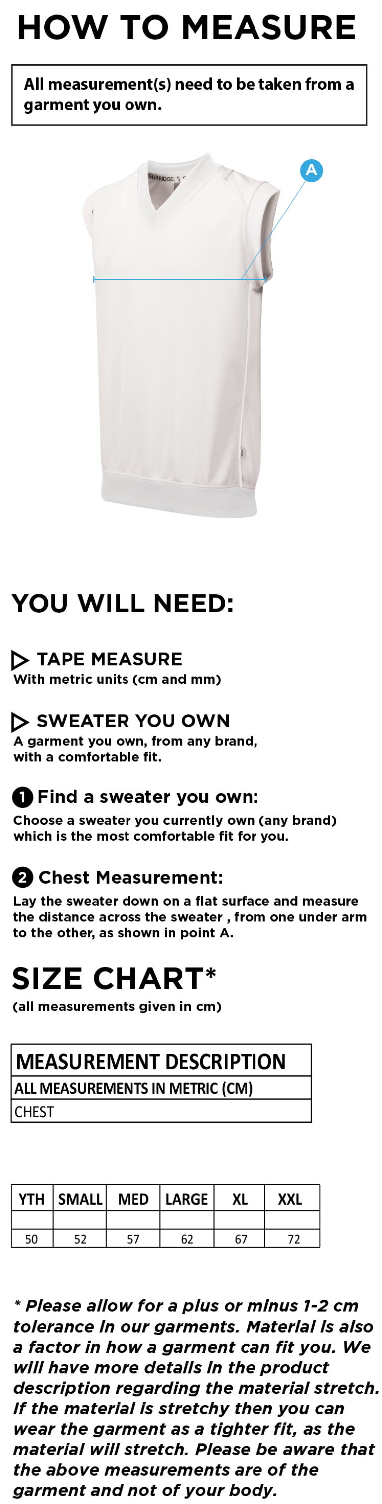 Upperthong CC - Sleeveless Sweater - Size Guide