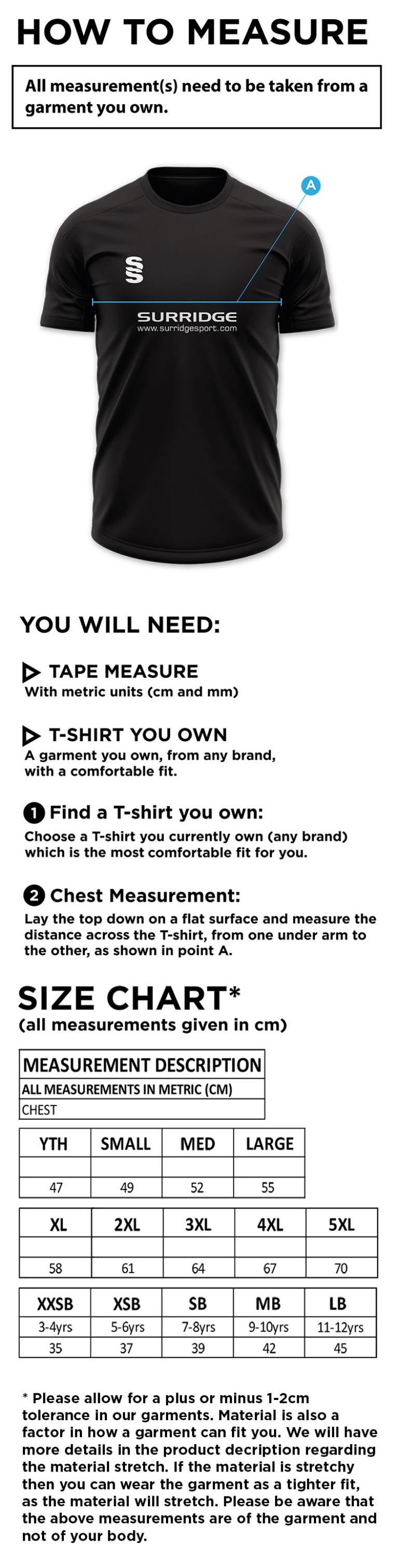 Upperthong CC - Blade Polo Shirt - Size Guide