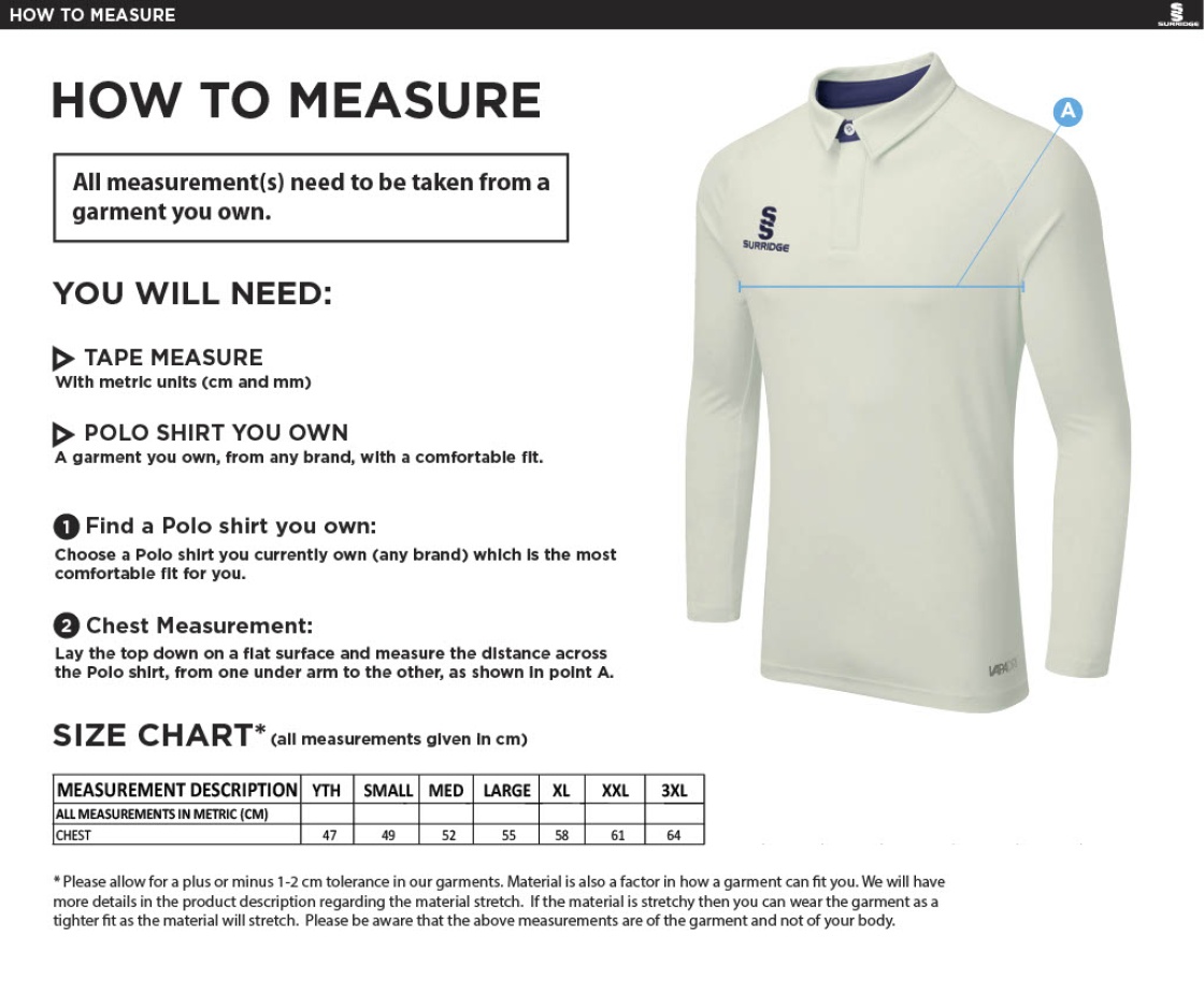 Upperthong CC - Ergo Long Sleeved playing shirt - Size Guide